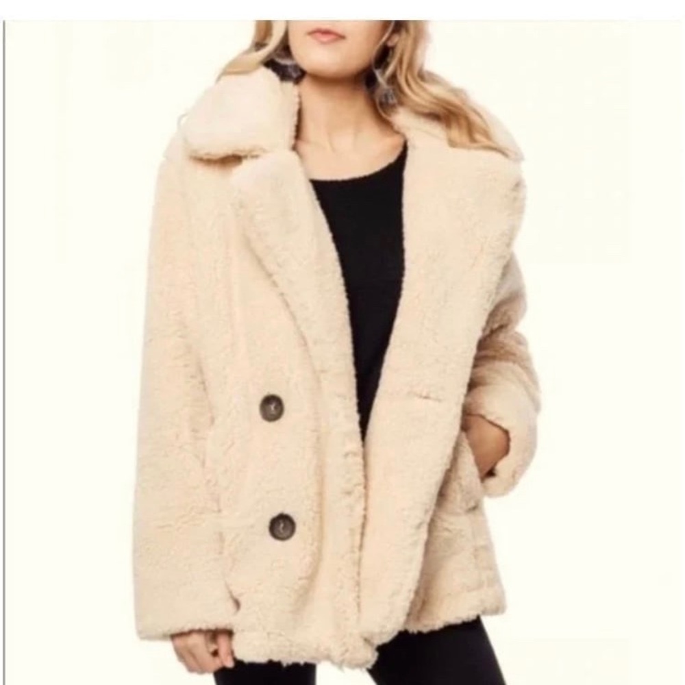 Women's Cream Double-Breasted Coat